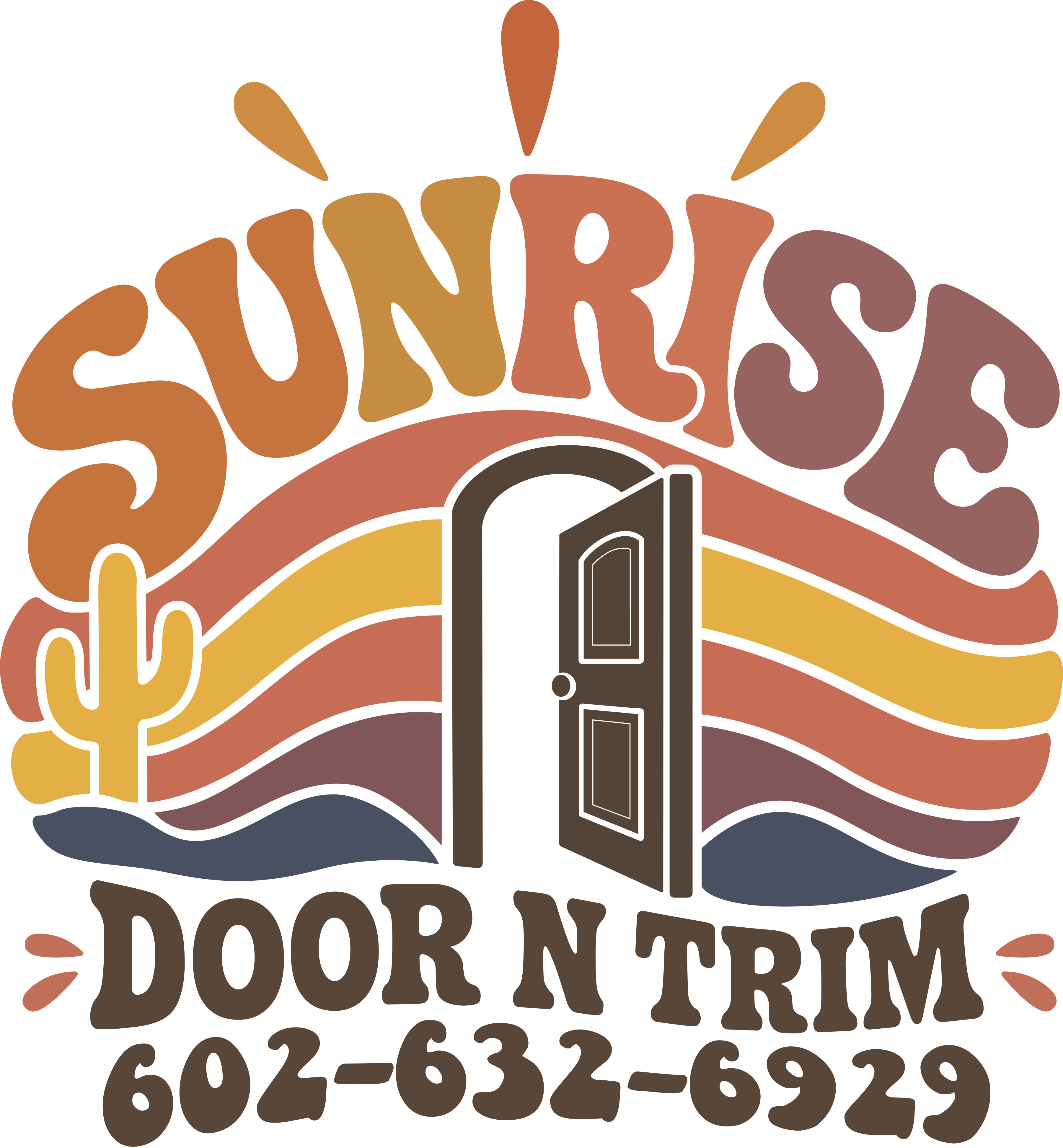 Sunrise Door n Trim retro desert logo